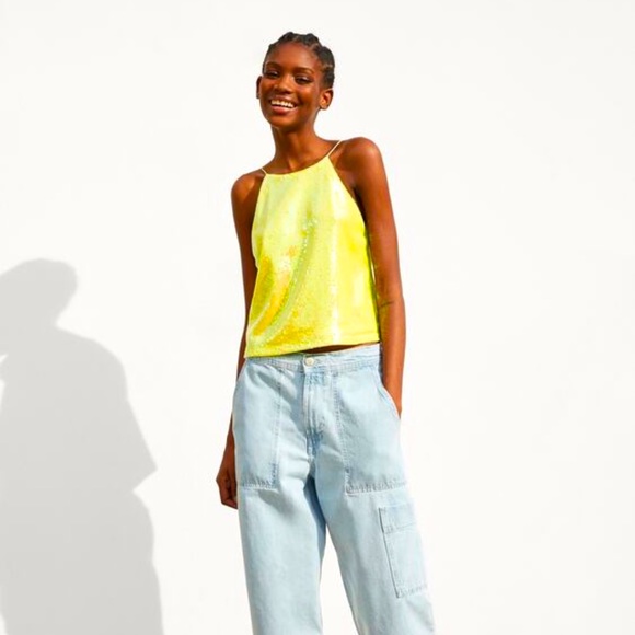 Zara yellow sequin top Clearance